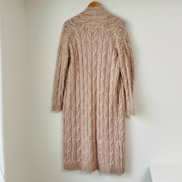 Women's Cable Knit Cardigan Sweater - Beige - Picture 2 of 9